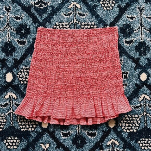 Smocked Gingham Mini Skirt - Picture 1 of 2